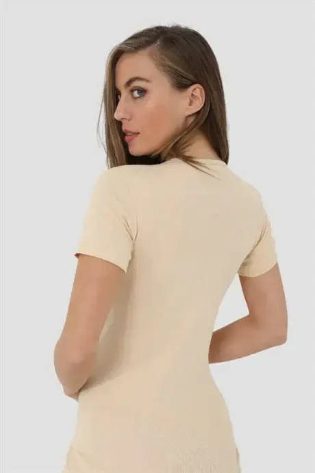 Angelino Underwear Women's Ribbed Skin Round Neck T-Shirt - 4