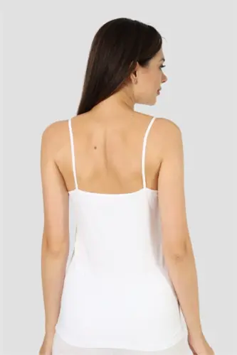 Angelino Underwear Women's White 2 Pack Cotton Lycra Tulle Strap Camisole - 5