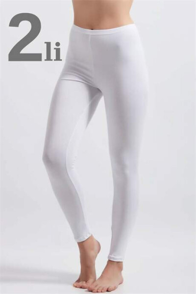 Angelino Underwear Women's White Cotton Lycra Leggings 2 Pack - 1