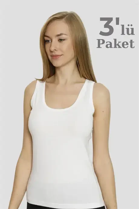 Angelino Underwear Women's White Elastane Wide Strap Camisole 3-Pack - 1