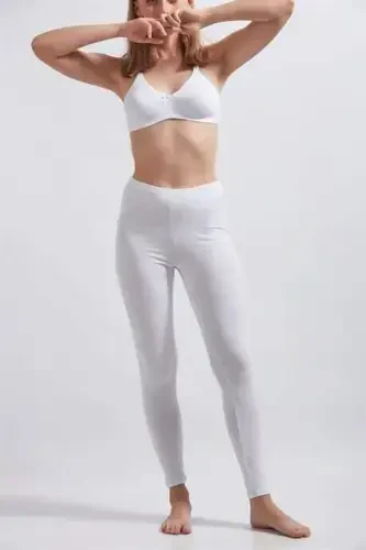 Angelino Underwear Women's White Jersey Lycra Leggings - BÜYÜKBEDENIZ (1)