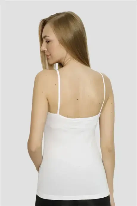 Angelino Underwear Women's White Lycra Spaghetti Strap Tank Top 3 Pack - 5