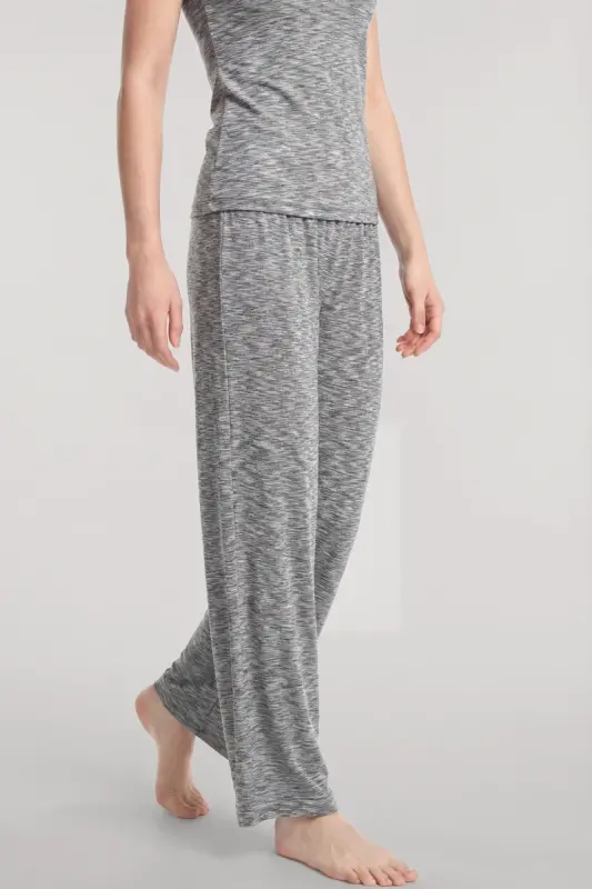 Angelino V-Neck Soft Textured Pajama Set Gray - 4
