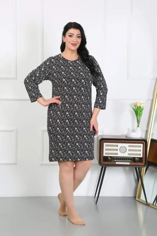Angelino Women Plus Size Jersey Nightgown Home Dress Black 12507 - 2