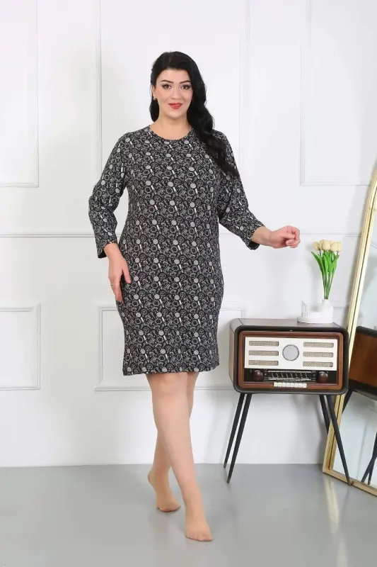 Angelino Women Plus Size Jersey Nightgown Home Dress Black 12507 - 10