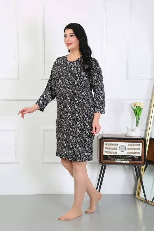 Angelino Women Plus Size Jersey Nightgown Home Dress Black 12507 - 3