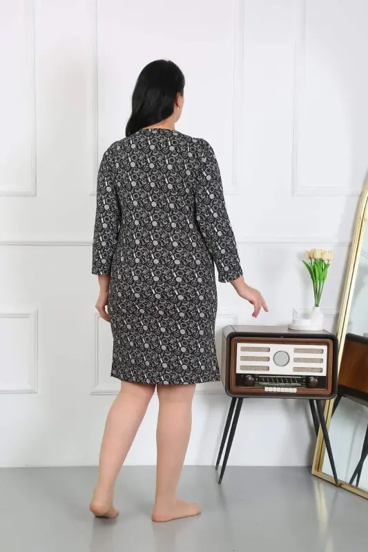 Angelino Women Plus Size Jersey Nightgown Home Dress Black 12507 - 4