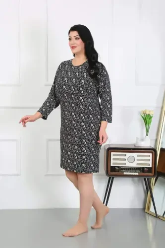 Angelino Women Plus Size Jersey Nightgown Home Dress Black 12507 - 8