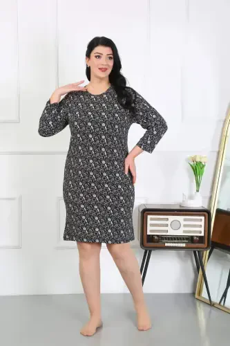 Angelino Women Plus Size Jersey Nightgown Home Dress Black 12507 - 6