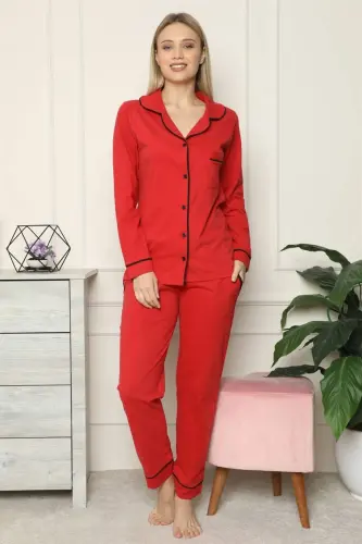 Angelino Women's 100% Cotton Knit Button-Front Long Sleeve Pajama Set 2714 - 5