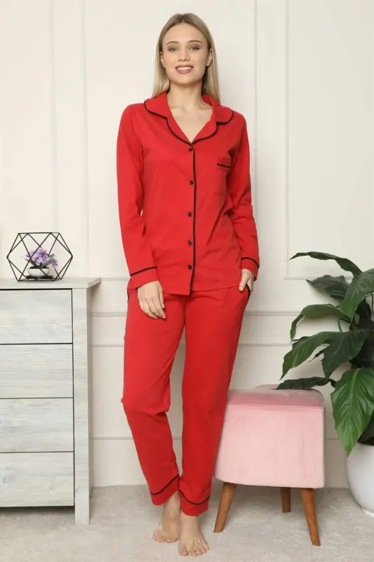 Angelino Women's 100% Cotton Knit Button-Front Long Sleeve Pajama Set 2714 - 5