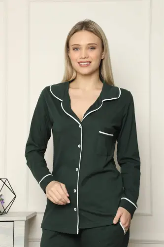 Angelino Women's 100% Cotton Knit Button-Front Long Sleeve Pajama Set 2715 - 4
