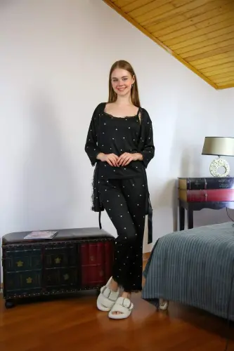 Angelino Women's 3-Piece Bathrobe Pajama Set 16103 - BÜYÜKBEDENIZ (1)