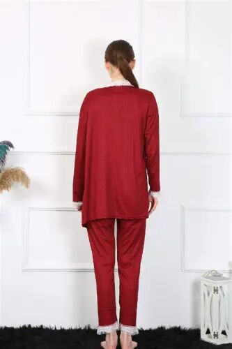 Angelino Women's 3-Piece Burgundy Robe Set 16108 - 6