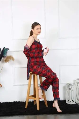 Angelino Women's 3-Piece Plaid Robe Set 16106 - 1
