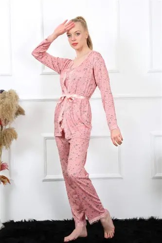 Angelino Women's 3-Piece Rosewater Robe Pajama Set 16103 - 1
