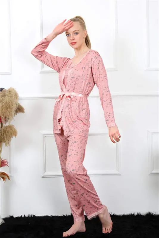 Angelino Women's 3-Piece Rosewater Robe Pajama Set 16103 - 15