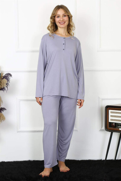 Angelino Women's 4XL-5XL-6XL-7XL-8XL Plus Size Lilac Long Sleeve Pajama Set 75013 - 1