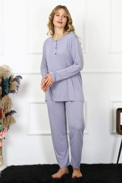 Angelino Women's 4XL-5XL-6XL-7XL-8XL Plus Size Lilac Long Sleeve Pajama Set 75013 - 2