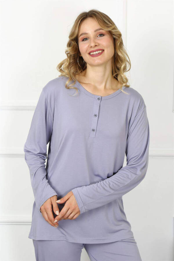 Angelino Women's 4XL-5XL-6XL-7XL-8XL Plus Size Lilac Long Sleeve Pajama Set 75013 - 7