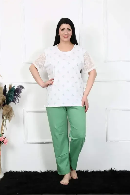 Angelino Women's 5XL-6XL-7XL-8XL Plus Size Short Sleeve Pajama Set 75001 - BÜYÜKBEDENIZ