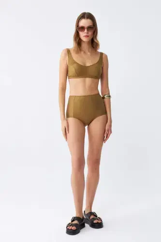 Angelino Women's Basic Mustard Padded High Waist Bikini Set - 3