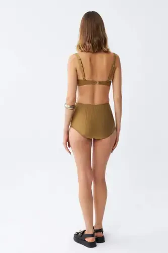 Angelino Women's Basic Mustard Padded High Waist Bikini Set - 5