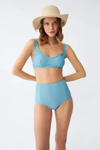 Angelino Women's Basic Turquoise Padded High Waist Bikini Set - 1