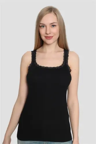 Angelino Women's Black Camisole Lace 3-Pack - BÜYÜKBEDENIZ (1)