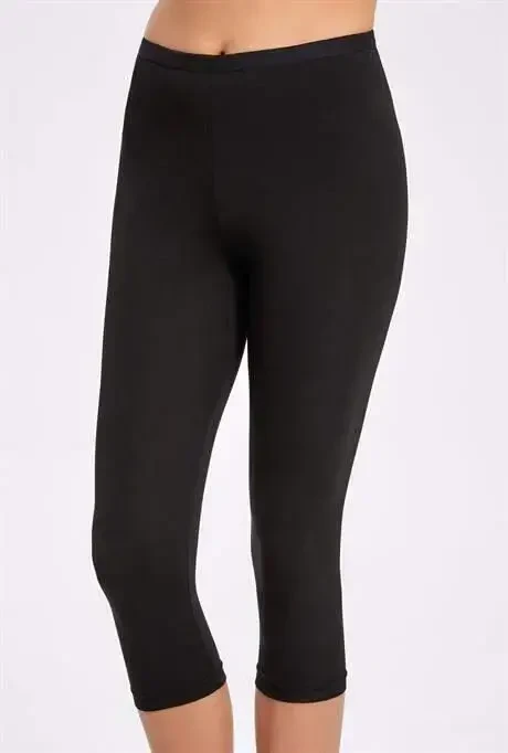 Angelino Women's Black Cotton Blend Lycra Capri Short Leggings (Pack of 2) - 4