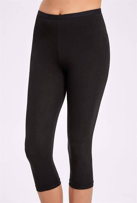 Angelino Women's Black Cotton Lycra Capri Short Leggings - 2