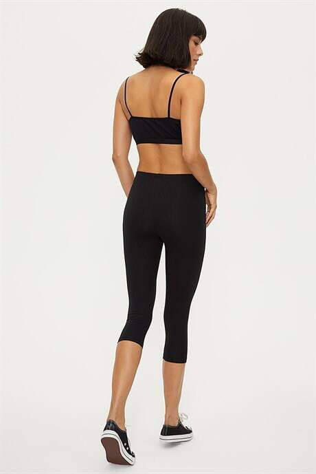 Angelino Women's Black Cotton Lycra Capri Short Leggings - 7