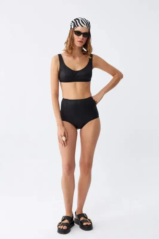 Angelino Women's Black Padded High Waist Bikini Set - 1