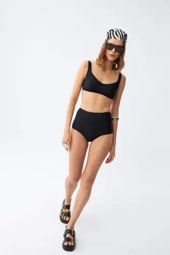 Angelino Women's Black Padded Square Neck High Waist Bikini Set - 1