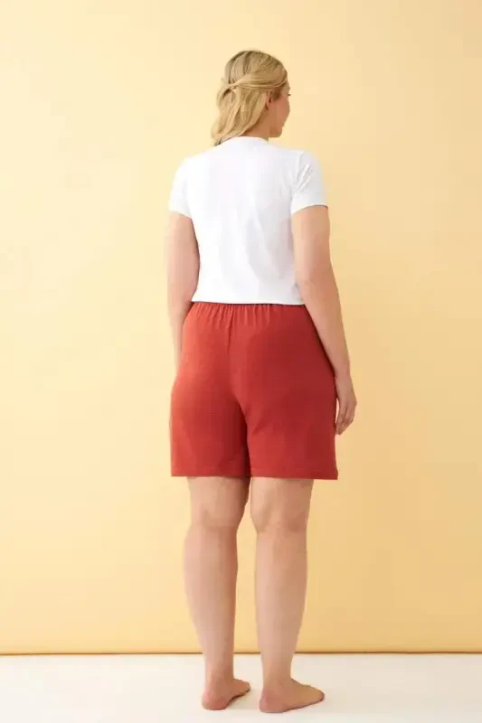 Angelino Women's Brick Red Relaxed Fit Pocketed Shorts - 3