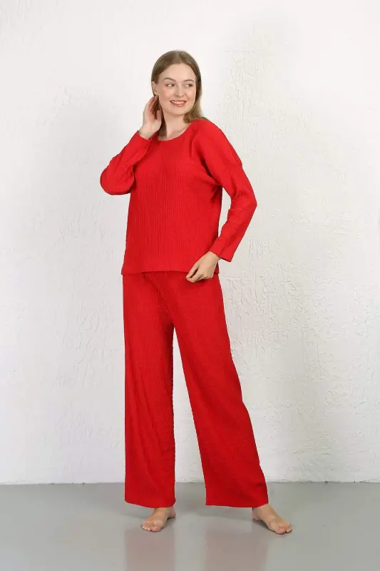 Angelino Women's Brushed Fabric Pajama Set Red 4233 - 6