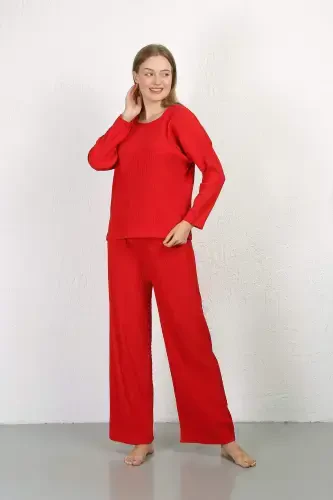 Angelino Women's Brushed Fabric Pajama Set Red 4233 - 6