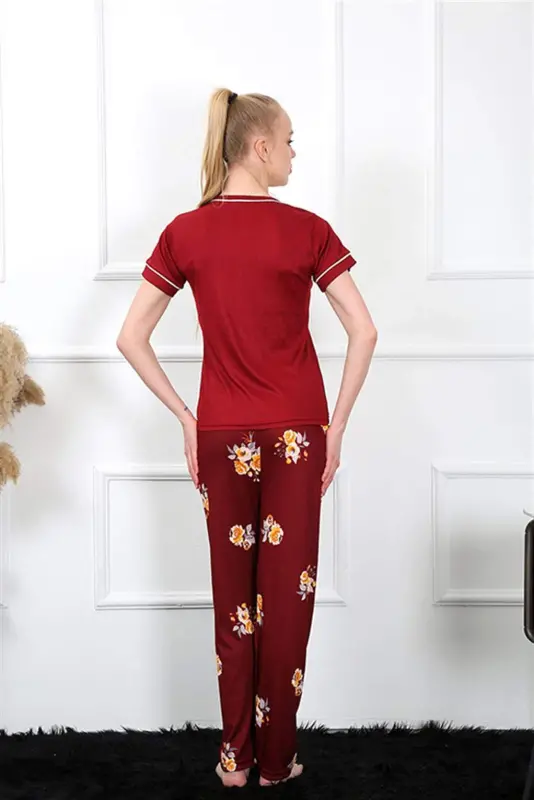 Angelino Women's Burgundy Short Sleeve Pajamas Set 20388 - 1