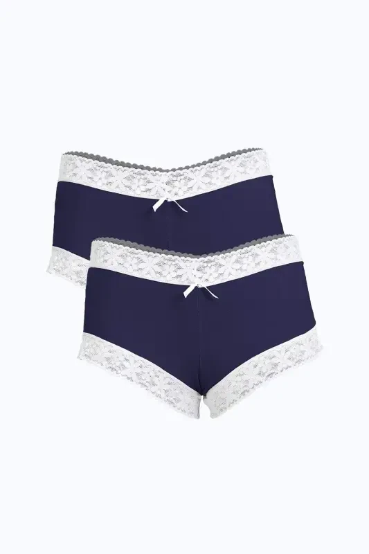 Angelino Women's Cotton 2-Pack Boxer Navy 40277 - 1