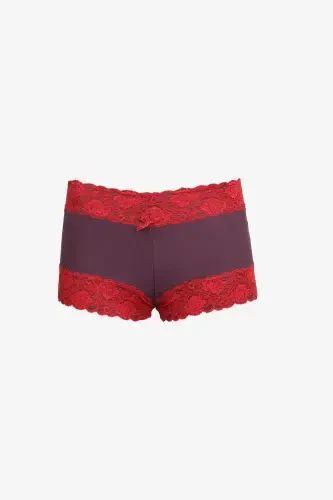Angelino Women's Cotton 2-Pack Boxer Plum 40277 - BÜYÜKBEDENIZ (1)