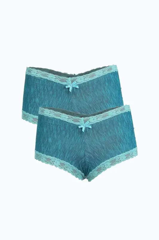 Angelino Women's Cotton 2-Pack Boxer Shorts Sea Green 40278 - 1