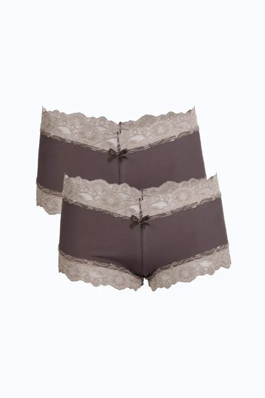 Angelino Women's Cotton 2-Pack Boxer Shorts Vizon 40278 - BÜYÜKBEDENIZ