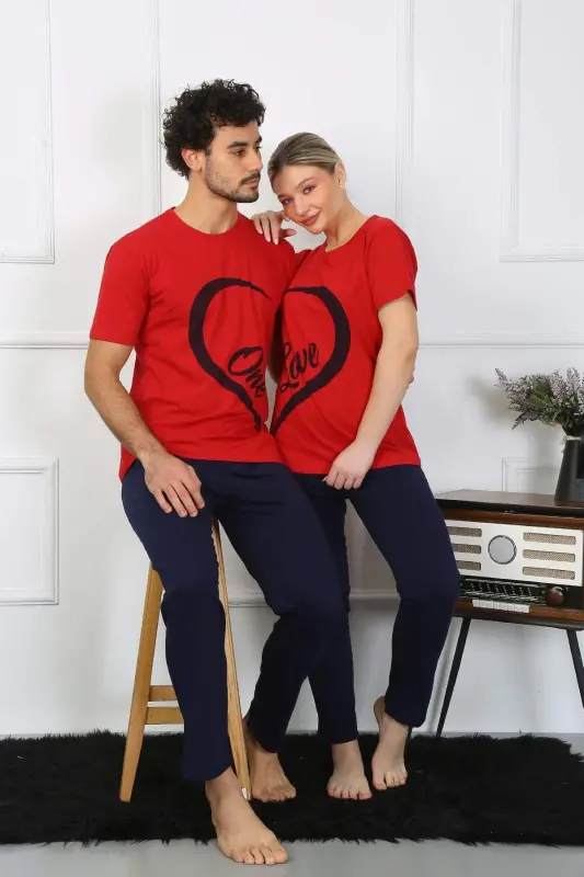 Angelino Women's Cotton Knit Lovely Set Pajama Set Red 50128 Single Set Price - 1