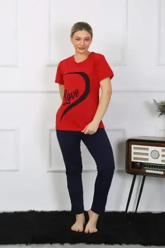 Angelino Women's Cotton Knit Lovely Set Pajama Set Red 50128 Single Set Price - 5