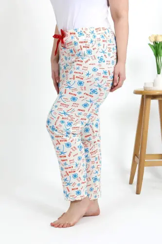 Angelino Women's Cotton Plus Size Sleep Pants 27558 Ecru - 3