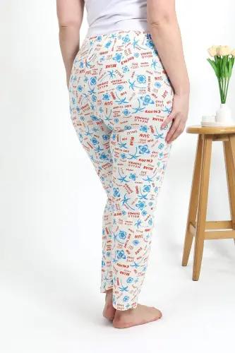 Angelino Women's Cotton Plus Size Sleep Pants 27558 Ecru - 4