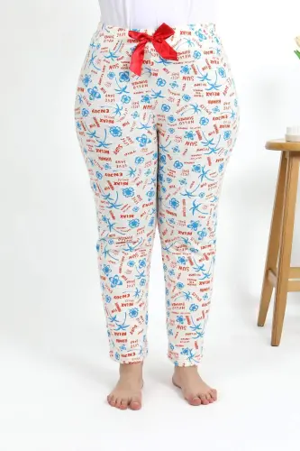 Angelino Women's Cotton Plus Size Sleep Pants 27558 Ecru - 6