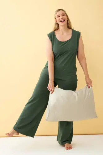 Angelino Women's Green Plus Size Cotton Bottom Top Set - 4