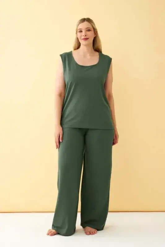 Angelino Women's Green Plus Size Knitwear Set - BÜYÜKBEDENIZ