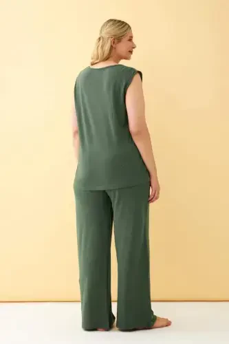 Angelino Women's Green Plus Size Knitwear Set - 6